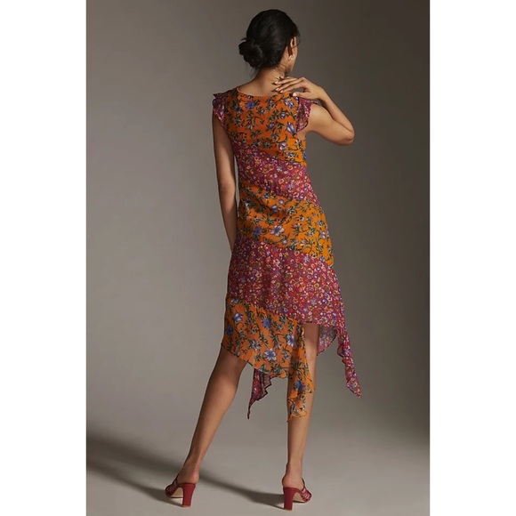 NWT ANTHROPOLOGIE HANKY-HEM MIDI DRESS IN MEDIUM ORANGE - Picture 7 of 11